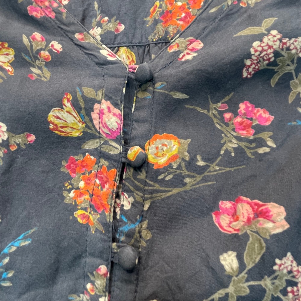 Lucky Brand Women L Top Prairie Boho Rodeo Floral Art Cottagecore Goblin Peasant - Picture 8 of 12